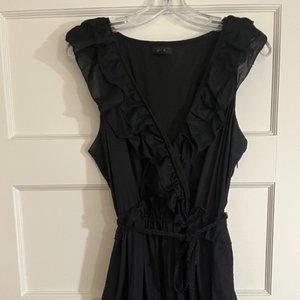 J. Crew Black Ruffle Maxi